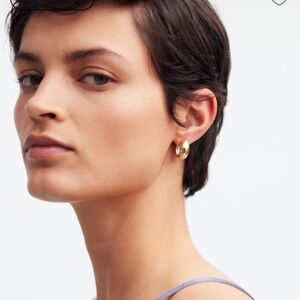 NEW Madewell 14k Gold Demi Fine Chunky Small Hoop Earrings $88 Retail